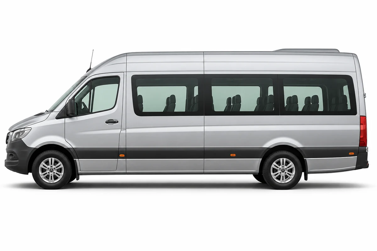 Mercedes Sprinter minibus in side profile