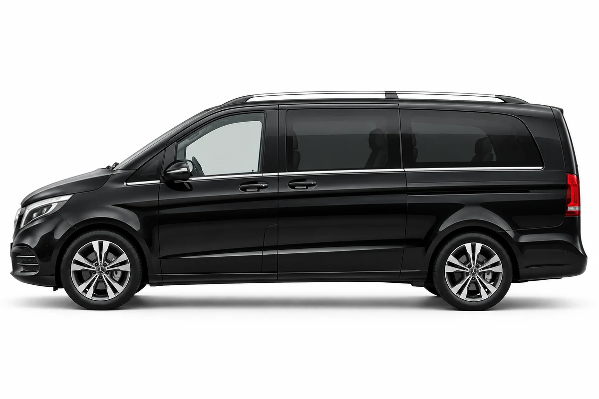 Black Mercedes V-Class in side profile